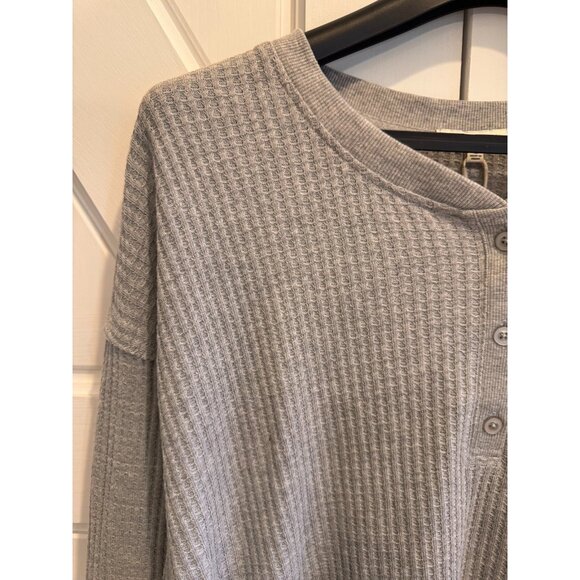 NWT Z SUPPLY JAX Cozy Waffle Henley Classic Heather Grey Sweater Womens Size L - Picture 3 of 10